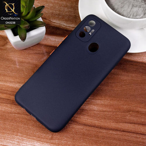 Tecno Spark 7 Cover -  Dark Blue - Semi-Transparent Ultra Thin Color Button Soft Shell Case