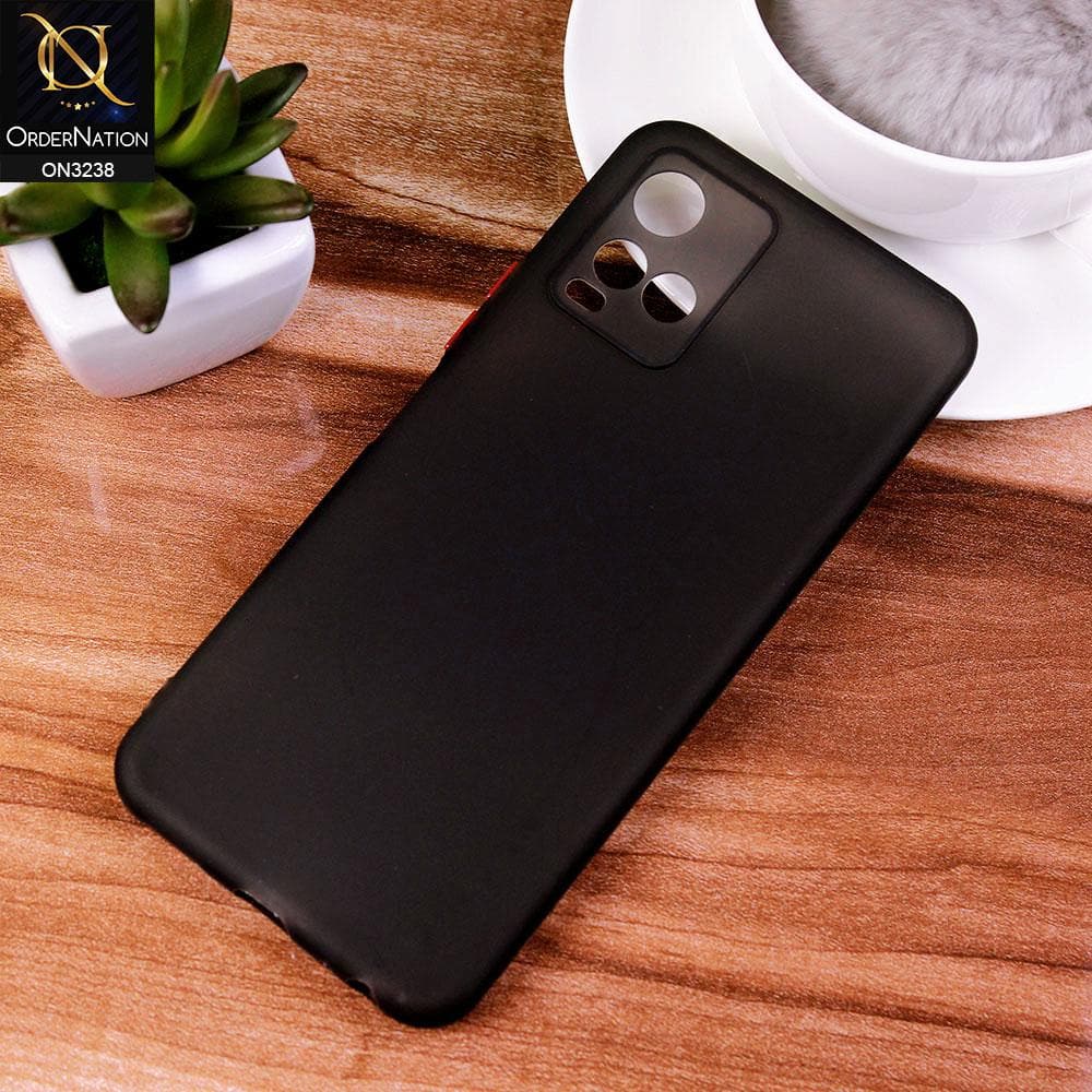 Vivo Y21s Cover - Black - Semi-Transparent Ultra Thin Color Button Soft Shell Case