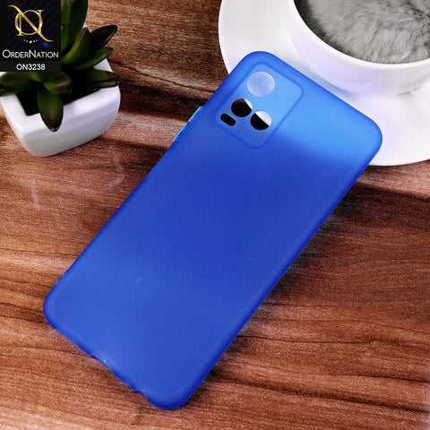 Vivo Y33s Cover - Light Blue - Semi-Transparent Ultra Thin Color Button Soft Shell Case
