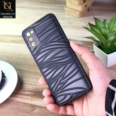 Samsung Galaxy A02s Cover - Black - Wavy Lines Soft Silicone Camera Protection Cases