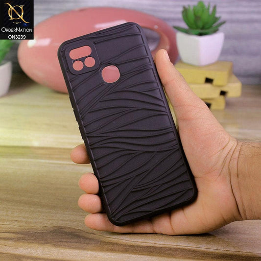 Infinix Hot 10i Cover - Black - Wavy Lines Soft Silicone Camera Protection Cases