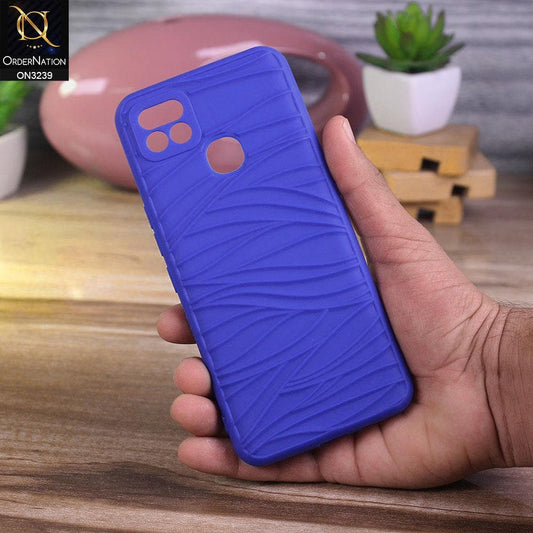 Infinix Hot 10i Cover - Blue - Wavy Lines Soft Silicone Camera Protection Cases