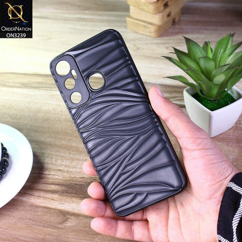 Infinix Hot 11 Cover - Black - Wavy Lines Soft Silicone Camera Protection Cases