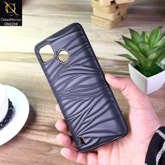Tecno Pop 4 LTE Cover - Black - Wavy Lines Soft Silicone Camera Protection Cases