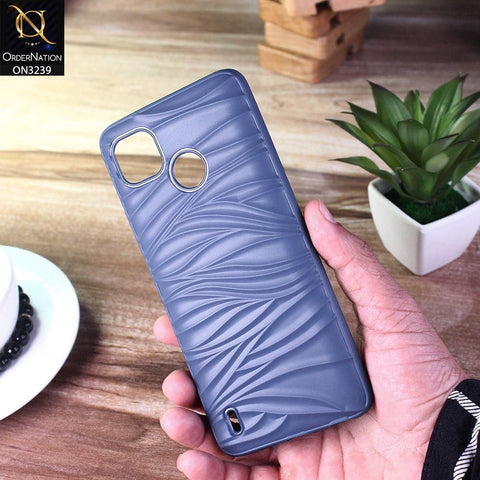 Tecno Pop 4 LTE Cover - Blue - Wavy Lines Soft Silicone Camera Protection Cases