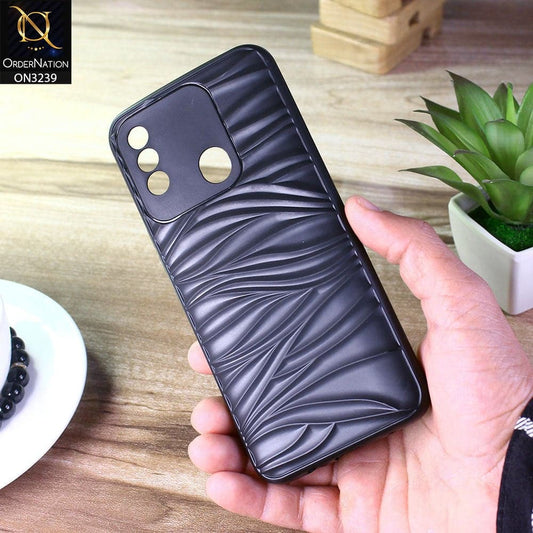 Tecno Spark 8 Cover - Black - Wavy Lines Soft Silicone Camera Protection Cases