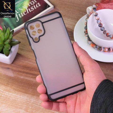 Samsung Galaxy M22 Cover - Black - New Semi Tranparent Matte Soft Shell Camera Protection Case