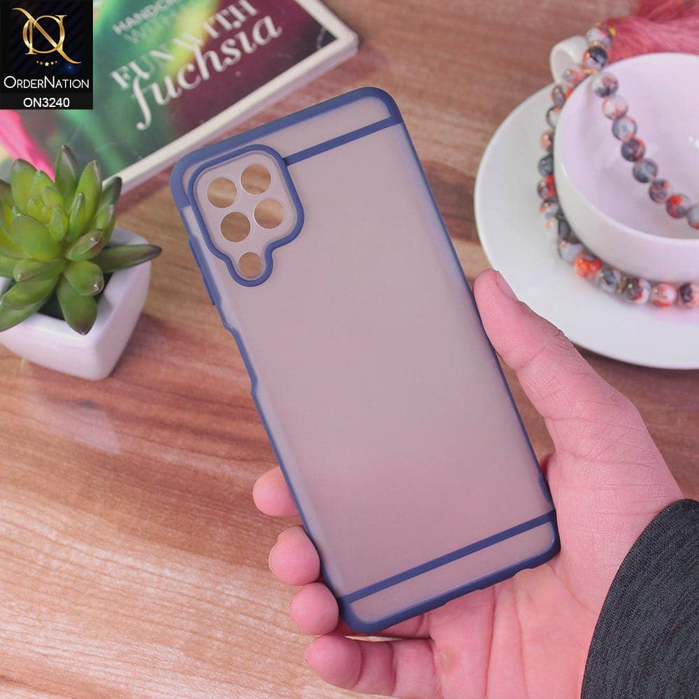 Samsung Galaxy M22 Cover - Blue - New Semi Tranparent Matte Soft Shell Camera Protection Case