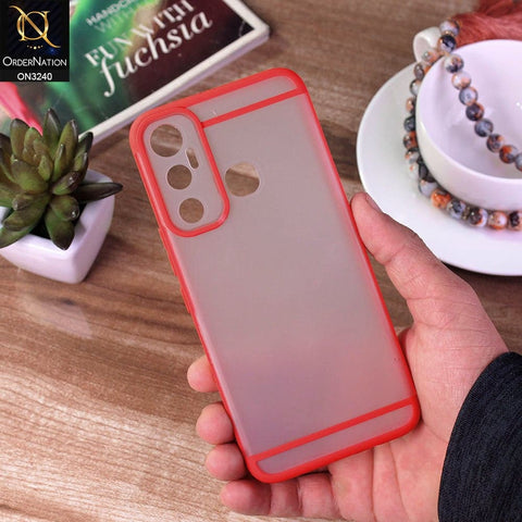 Infinix Hot 11 Cover - Red - New Semi Tranparent Matte Soft Shell Camera Protection Case