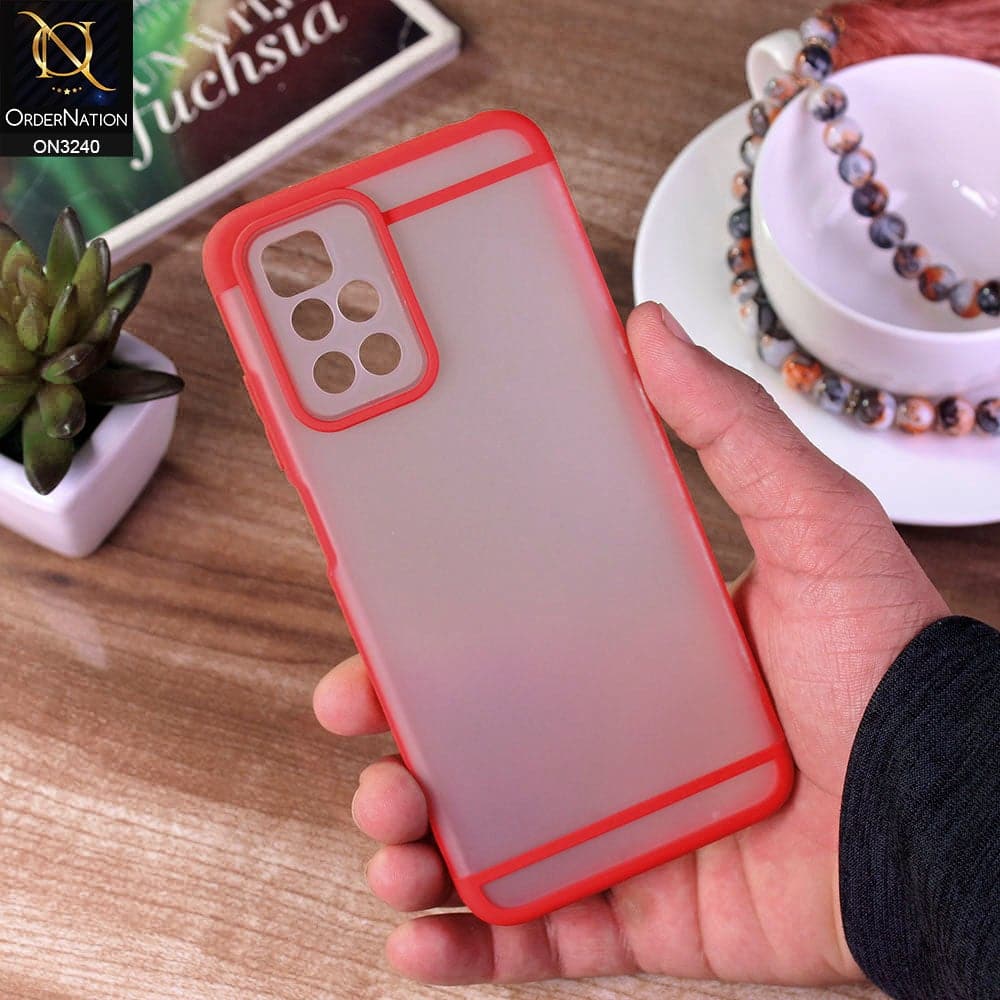 Xiaomi Redmi 10 Cover - Red - New Semi Tranparent Matte Soft Shell Camera Protection Case