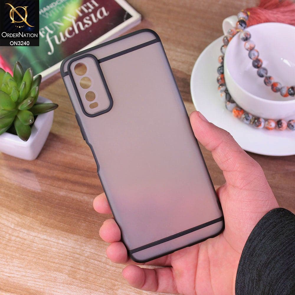 Vivo Y20s Cover - Black - New Semi Tranparent Matte Soft Shell Camera Protection Case