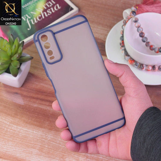 Vivo Y20s Cover - Blue - New Semi Tranparent Matte Soft Shell Camera Protection Case
