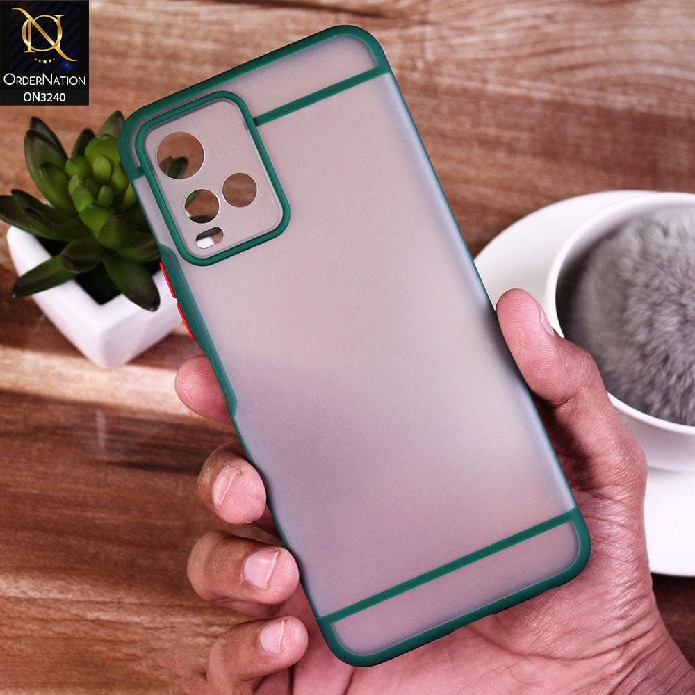 Vivo Y21s Cover - Green - New Semi Tranparent Matte Soft Shell Camera Protection Case