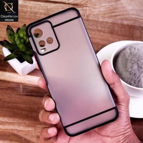 Vivo Y21s Cover - Black - New Semi Tranparent Matte Soft Shell Camera Protection Case