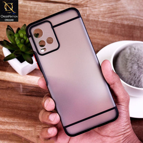 Vivo Y21 Cover - Black - New Semi Tranparent Matte Soft Shell Camera Protection Case