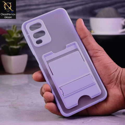 Oppo A54 4G Cover - Purple - Soft Borders Semi Transparent Card Holder Kick Stand Case with Camera Protetection
