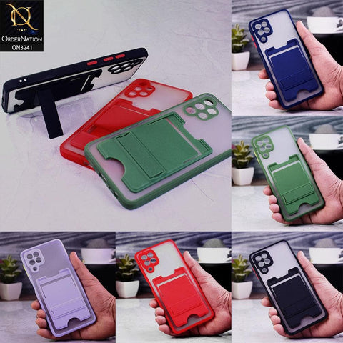 Infinix Note 10 Cover - Red - Soft Borders Semi Transparent Card Holder Kick Stand Case with Camera Protetection