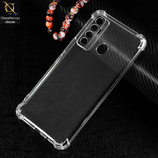 Tecno Camon 17 Cover - Soft 4D Design Shockproof Silicone Transparent Clear Camera Protection Case