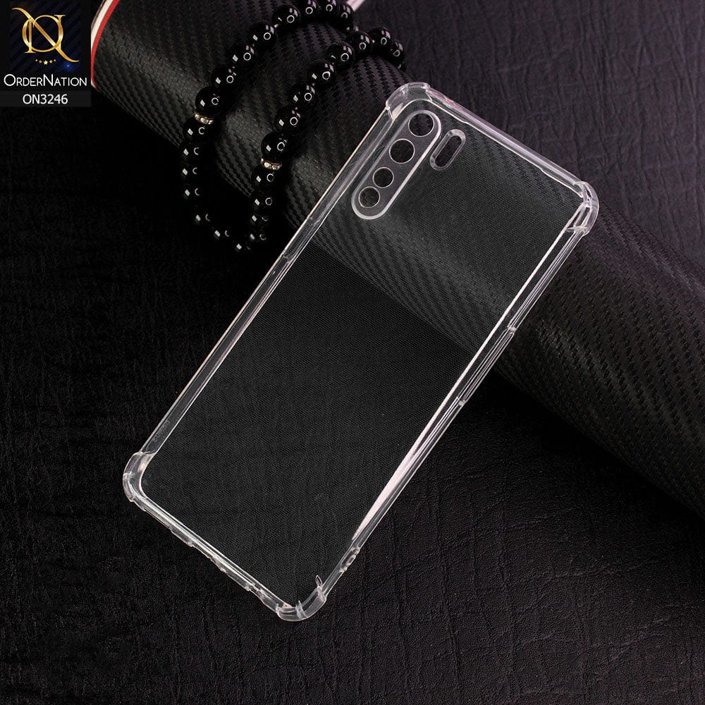 Oppo A91 Cover - Soft 4D Design Shockproof Silicone Transparent Clear Camera Protection Case