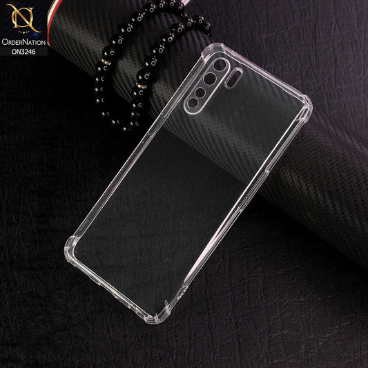 Oppo A91 Cover - Transparent - Soft 4D Design Shockproof Silicone Transparent Clear Camera Protection Case