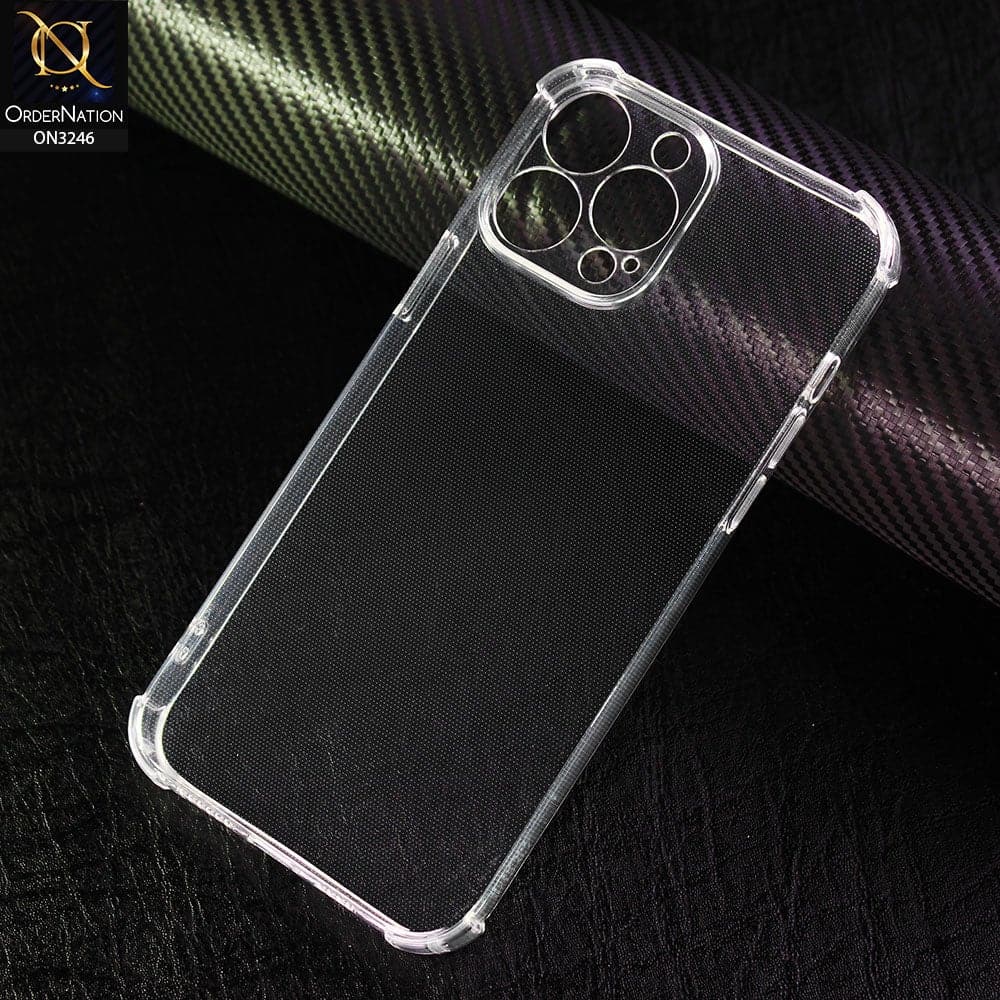 iPhone 13 Pro Max Cover - Transparent - Soft 4D Design Shockproof Silicone Transparent Clear Case