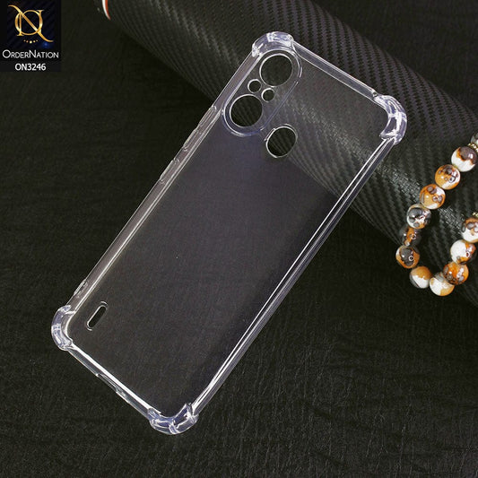 Itel A58 Cover - Soft 4D Design Shockproof Silicone Transparent Clear Camera Protection Case
