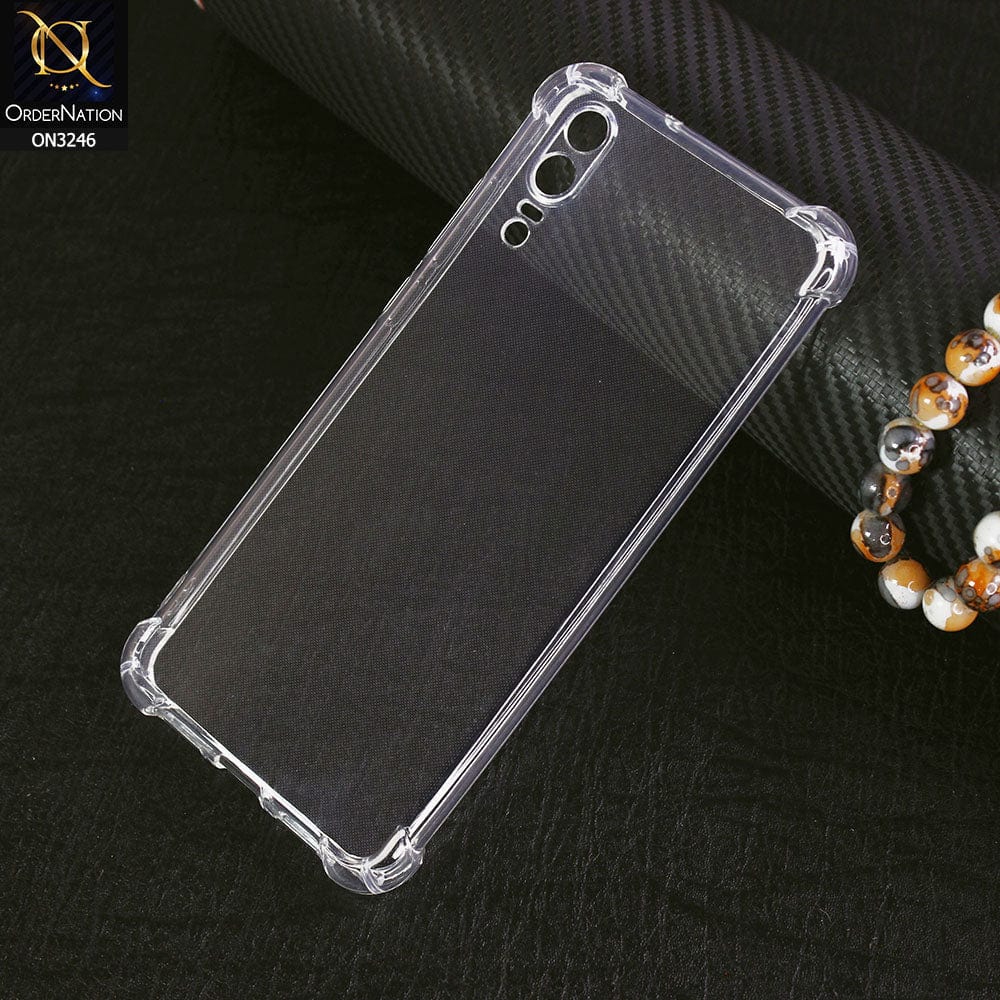 Huawei P20 Cover - Soft 4D Design Shockproof Silicone Transparent Clear Camera Protection Case