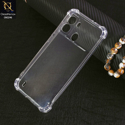 Tecno Pop 6 Cover - Transparent - Soft 4D Design Shockproof Silicone Transparent Clear Camera Protection Case