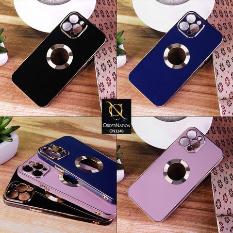 iPhone 14 Pro Max Cover - Deep Purple - J-Case Nimble Series Electroplating Edge Camera Protection Soft Case with Metalic Ring