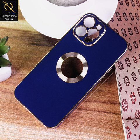 iPhone 12 Pro Max Cover - Blue - J-Case Nimble Series Electroplating Edge Camera Protection Soft Case with Metalic Ring