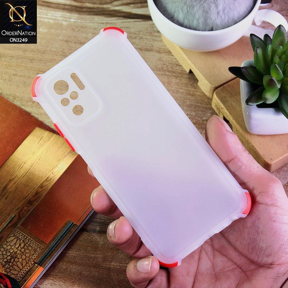 Xiaomi Redmi Note 10S Cover - Red - Soft Silicone Semi Transparent Camera Protection Cases