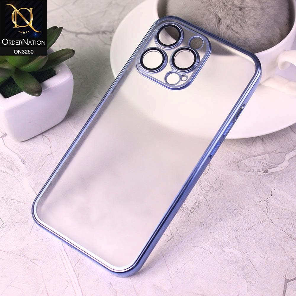 iPhone 13 Pro Max Cover - Blue - Semi Transparent Soft Silicone Camera Protection Soft Case