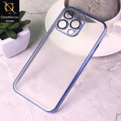 iPhone 13 Pro Max Cover - Blue - Semi Transparent Soft Silicone Camera Protection Soft Case