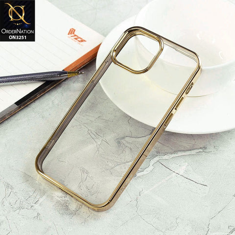 iPhone 13 Mini Cover - Golden - J-Case Electroplating Color Borders Clear Transparent Soft Case