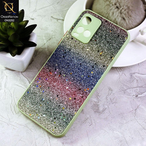 Vivo Y21s Cover - Green - Rainbow Glitter Series Soft Cases