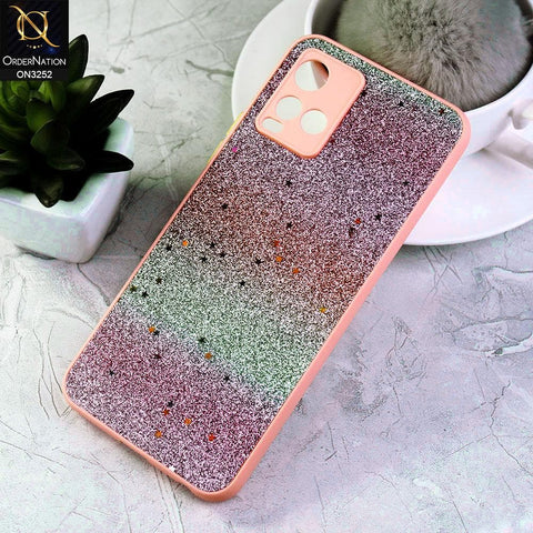 Vivo Y21 Cover - Peach - Rainbow Glitter Series Soft Cases