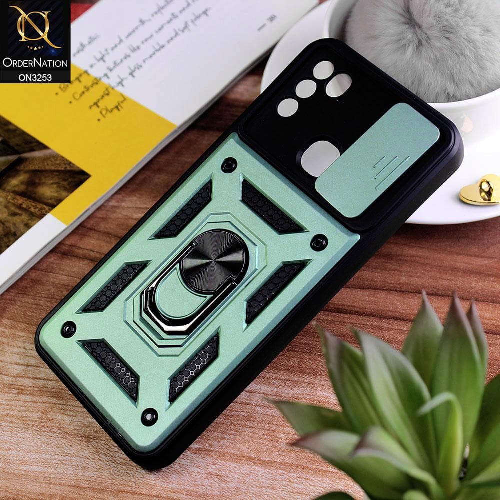 Infinix Hot 10 Play Cover - Green - Shockproof  Ring Holder Camera Slider Soft Cases