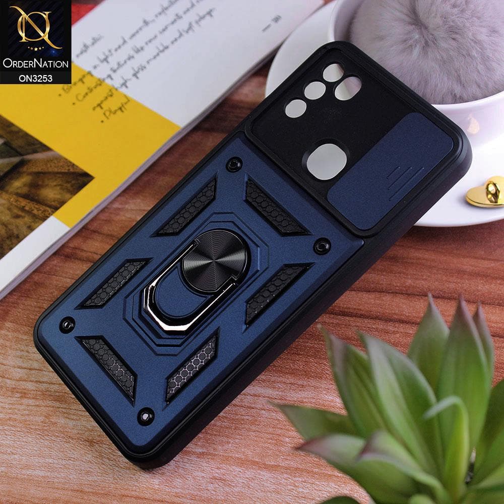 Infinix Hot 10 Play Cover - Midnight Blue - Shockproof  Ring Holder Camera Slider Soft Cases