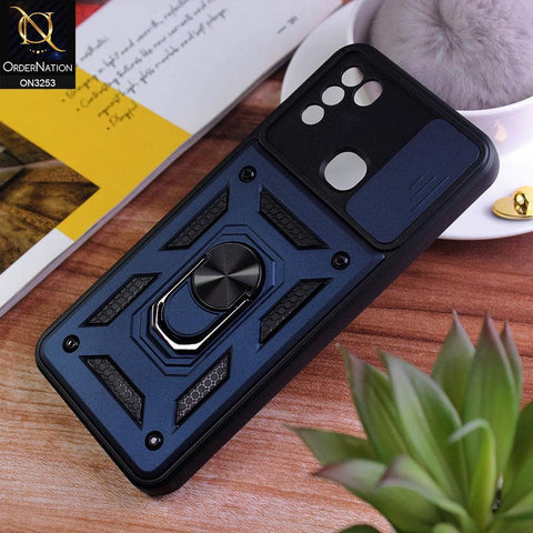 Infinix Hot 10 Play Cover - Midnight Blue - Shockproof  Ring Holder Camera Slider Soft Cases