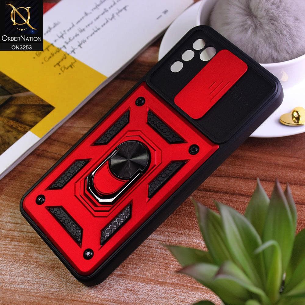 Infinix Hot 10 Play Cover - Red - Shockproof  Ring Holder Camera Slider Soft Cases