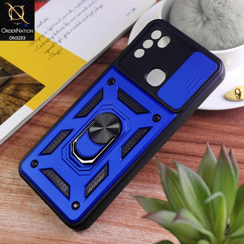Infinix Hot 10 Play Cover - Royal Blue - Shockproof  Ring Holder Camera Slider Soft Cases