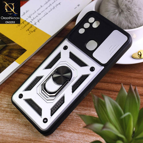 Infinix Hot 10 Play Cover - Silver - Shockproof  Ring Holder Camera Slider Soft Cases