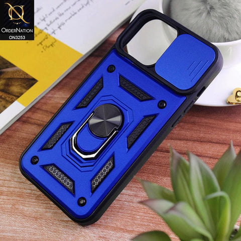 iPhone 13 Pro Max Cover - Royal Blue - Shockproof  Ring Holder Camera Slider Soft Cases