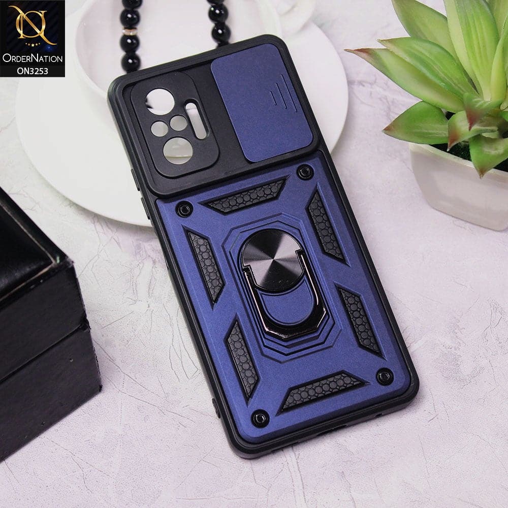 Xiaomi Redmi Note 10 Pro Max Cover - Midnight Blue -  Shockproof  Ring Holder Camera Slider Soft Cases