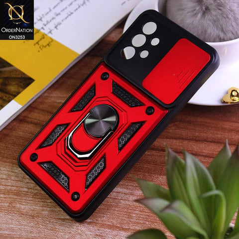 Samsung Galaxy A32 Cover - Red - Shockproof  Ring Holder Camera Slider Soft Cases