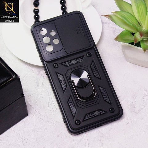 Samsung Galaxy A52s 5G Cover - Black -  Shockproof  Ring Holder Camera Slider Soft Cases