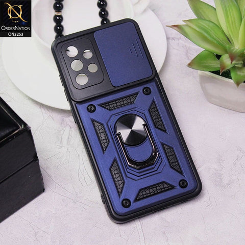 Samsung Galaxy A52s 5G Cover - Midnight Blue -  Shockproof  Ring Holder Camera Slider Soft Cases