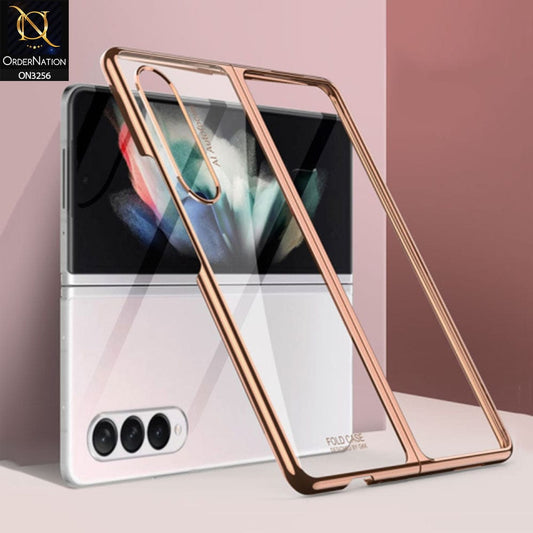 Samsung Galaxy Z Fold 3 5G Cover - Golden - GKK Streight Edge Phantom Plating Hard Shell Case