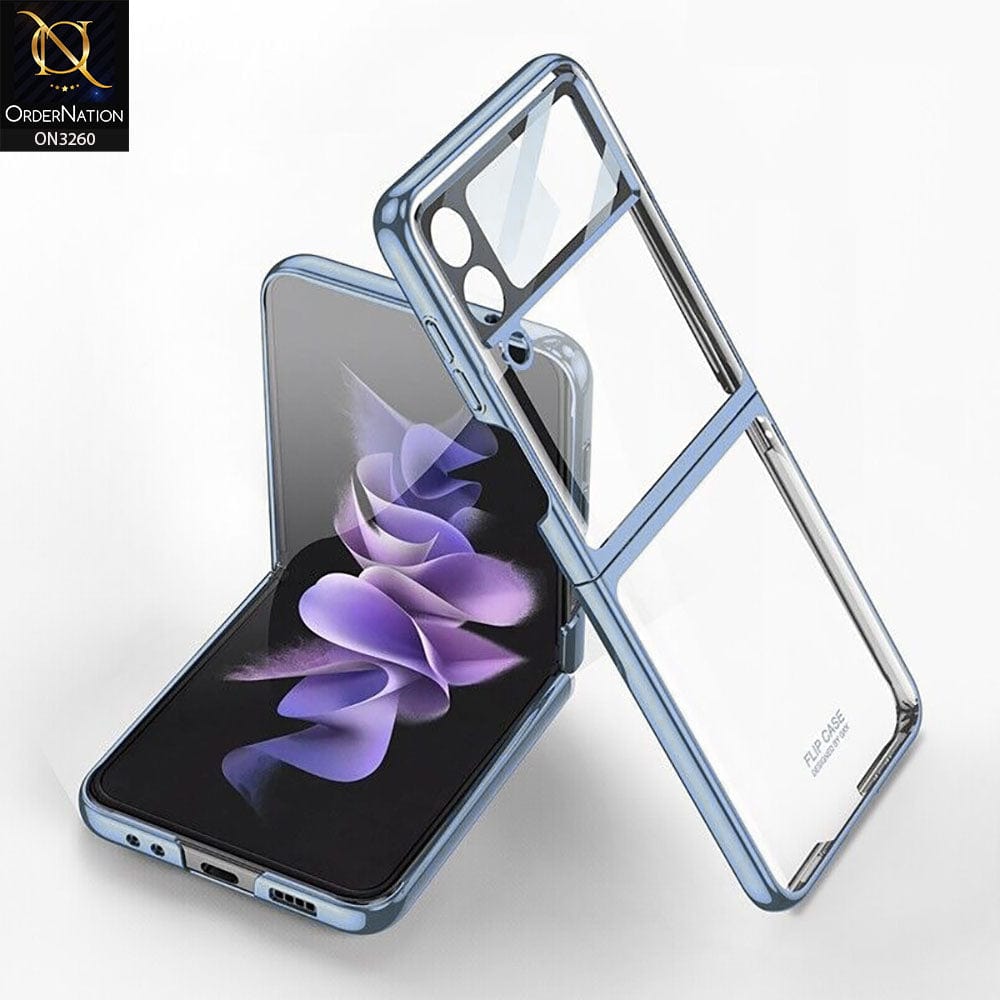 Samsung Galaxy Z Flip 4 5G Cover - Blue - GKK Streight Edge Transparent Ultra-Thin Hard PC Case