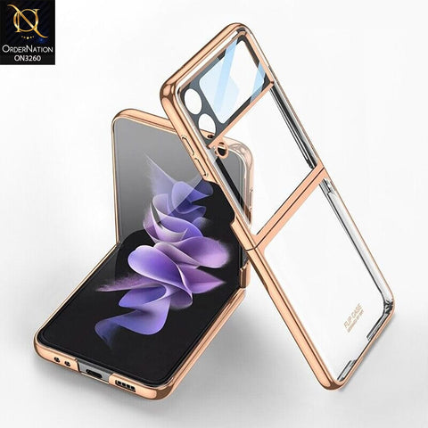 Samsung Galaxy Z Flip 4 5G Cover - Golden - GKK Streight Edge Transparent Ultra-Thin Hard PC Case